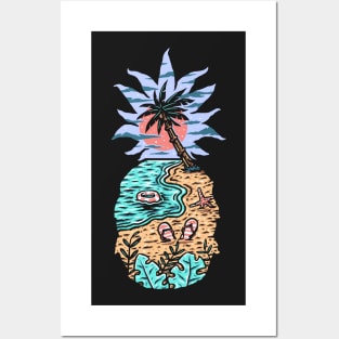 Pineapple Paradise Beach Posters and Art